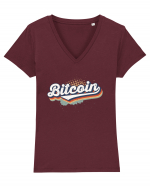 Bitcoin Tricou mânecă scurtă guler V Damă Evoker