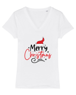 Merry Christmas Red Hat Tricou mânecă scurtă guler V Damă Evoker