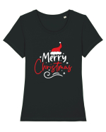 Merry Christmas Red Hat (alb) Tricou mânecă scurtă guler larg fitted Damă Expresser