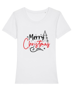 Merry Christmas Tree Tricou mânecă scurtă guler larg fitted Damă Expresser