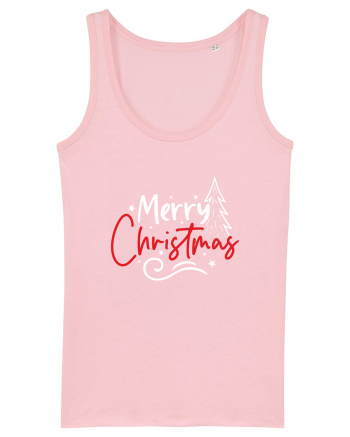 Merry Christmas Tree (alb) Cotton Pink