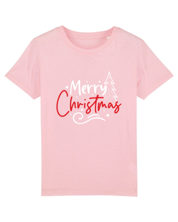 Merry Christmas Tree (alb) Cotton Pink