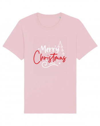 Merry Christmas Tree (alb) Cotton Pink
