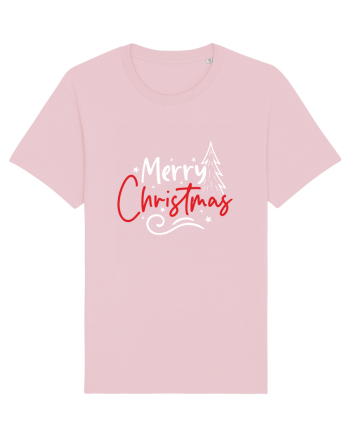 Merry Christmas Tree (alb) Cotton Pink