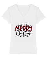 Merry Christmas Material Tricou mânecă scurtă guler V Damă Evoker