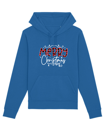 Merry Christmas Material (alb) Royal Blue