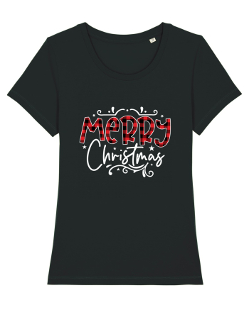 Merry Christmas Material (alb) Black