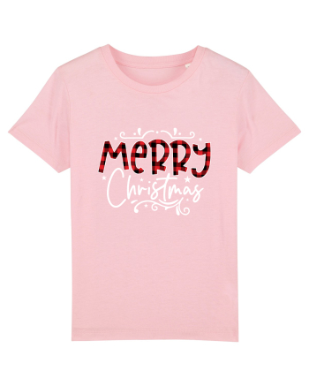 Merry Christmas Material (alb) Cotton Pink