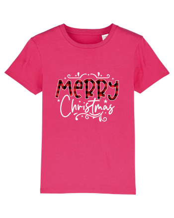 Merry Christmas Material (alb) Raspberry