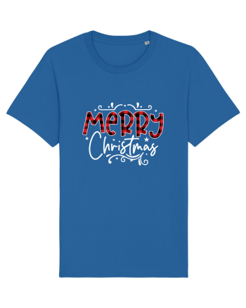 Merry Christmas Material (alb) Royal Blue