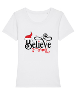 Believe Red Hat  Tricou mânecă scurtă guler larg fitted Damă Expresser