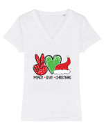 Peace Love Christmas Tricou mânecă scurtă guler V Damă Evoker