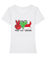 Peace Love Christmas Tricou mânecă scurtă guler larg fitted Damă Expresser