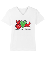 Peace Love Christmas Tricou mânecă scurtă guler V Bărbat Presenter