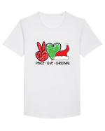 Peace Love Christmas Tricou mânecă scurtă guler larg Bărbat Skater