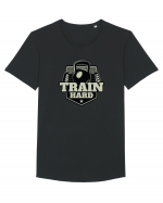 Train Hard Gym Tricou mânecă scurtă guler larg Bărbat Skater