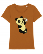 Coffee Panda  Tricou mânecă scurtă guler larg fitted Damă Expresser