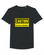 Caution Politically Incorrect   Tricou mânecă scurtă guler larg Bărbat Skater