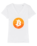 Vintage Bitcoin Tricou mânecă scurtă guler V Damă Evoker