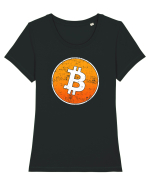 Vintage Bitcoin Tricou mânecă scurtă guler larg fitted Damă Expresser