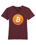 Vintage Bitcoin Tricou mânecă scurtă guler V Bărbat Presenter