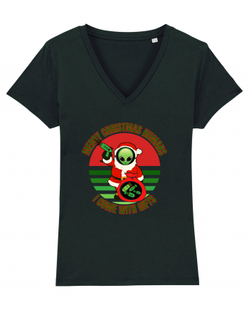 Funny Santa Claus Alien Black