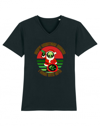 Funny Santa Claus Alien Black