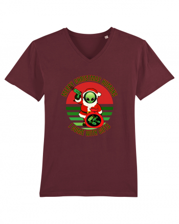 Funny Santa Claus Alien Burgundy