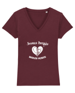 Jesus heals broken hearts Tricou mânecă scurtă guler V Damă Evoker
