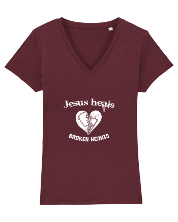 Jesus heals broken hearts Burgundy