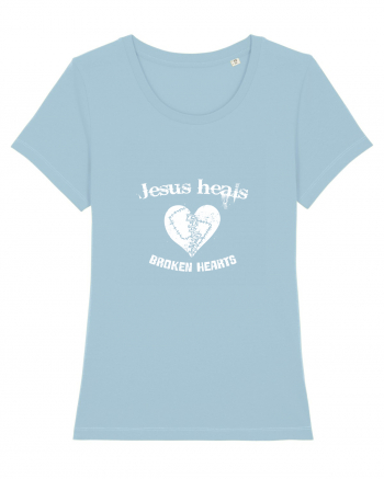 Jesus heals broken hearts Sky Blue