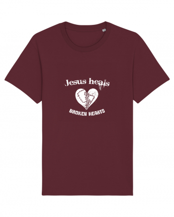 Jesus heals broken hearts Burgundy