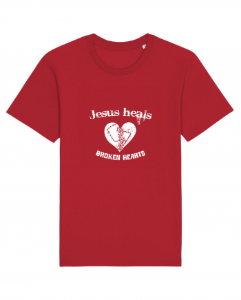 Jesus heals broken hearts Red