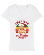 I believe in Santa Paws Tricou mânecă scurtă guler V Damă Evoker
