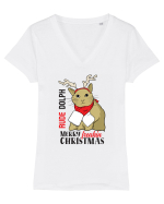 Rude dolph - Merry freakin Christmas Tricou mânecă scurtă guler V Damă Evoker