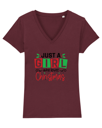 Just a Girl Who Loves Christmas Burgundy