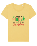 Just a Girl Who Loves Christmas Tricou mânecă scurtă guler larg fitted Damă Expresser