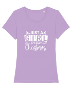 Just a Girl Who Loves Christmas (alb) Tricou mânecă scurtă guler larg fitted Damă Expresser