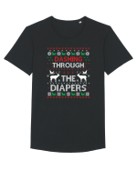 Dashing Through The Diapers Ugly Sweater Tricou mânecă scurtă guler larg Bărbat Skater