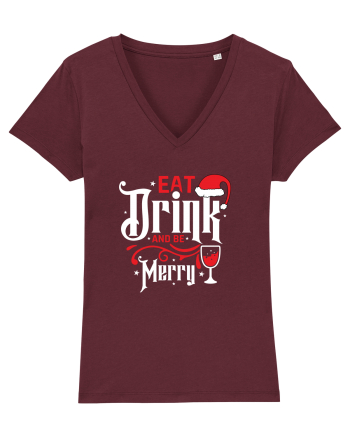 Eat, Drink and Be Merry (versiune 1) alb Burgundy