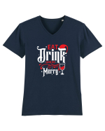Eat, Drink and Be Merry (versiune 1) alb Tricou mânecă scurtă guler V Bărbat Presenter