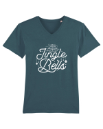 Jingle Bells (Crăciun) alb Tricou mânecă scurtă guler V Bărbat Presenter