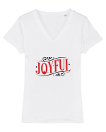 Joyful (Crăciun) Tricou mânecă scurtă guler V Damă Evoker
