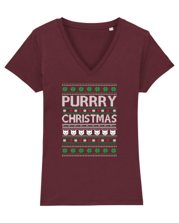Purry Christmas Ugly Sweater (Crăciun) Burgundy