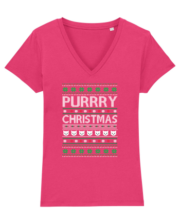 Purry Christmas Ugly Sweater (Crăciun) Raspberry