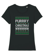 Purry Christmas Ugly Sweater (Crăciun) Tricou mânecă scurtă guler larg fitted Damă Expresser