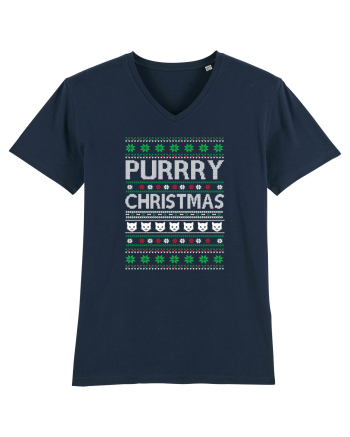 Purry Christmas Ugly Sweater (Crăciun) French Navy