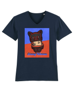 Retro.Strong Woman Tricou mânecă scurtă guler V Bărbat Presenter
