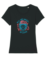 All we need is Love Monkey Tricou mânecă scurtă guler larg fitted Damă Expresser