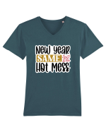 New Year Same Hot Mess Tricou mânecă scurtă guler V Bărbat Presenter